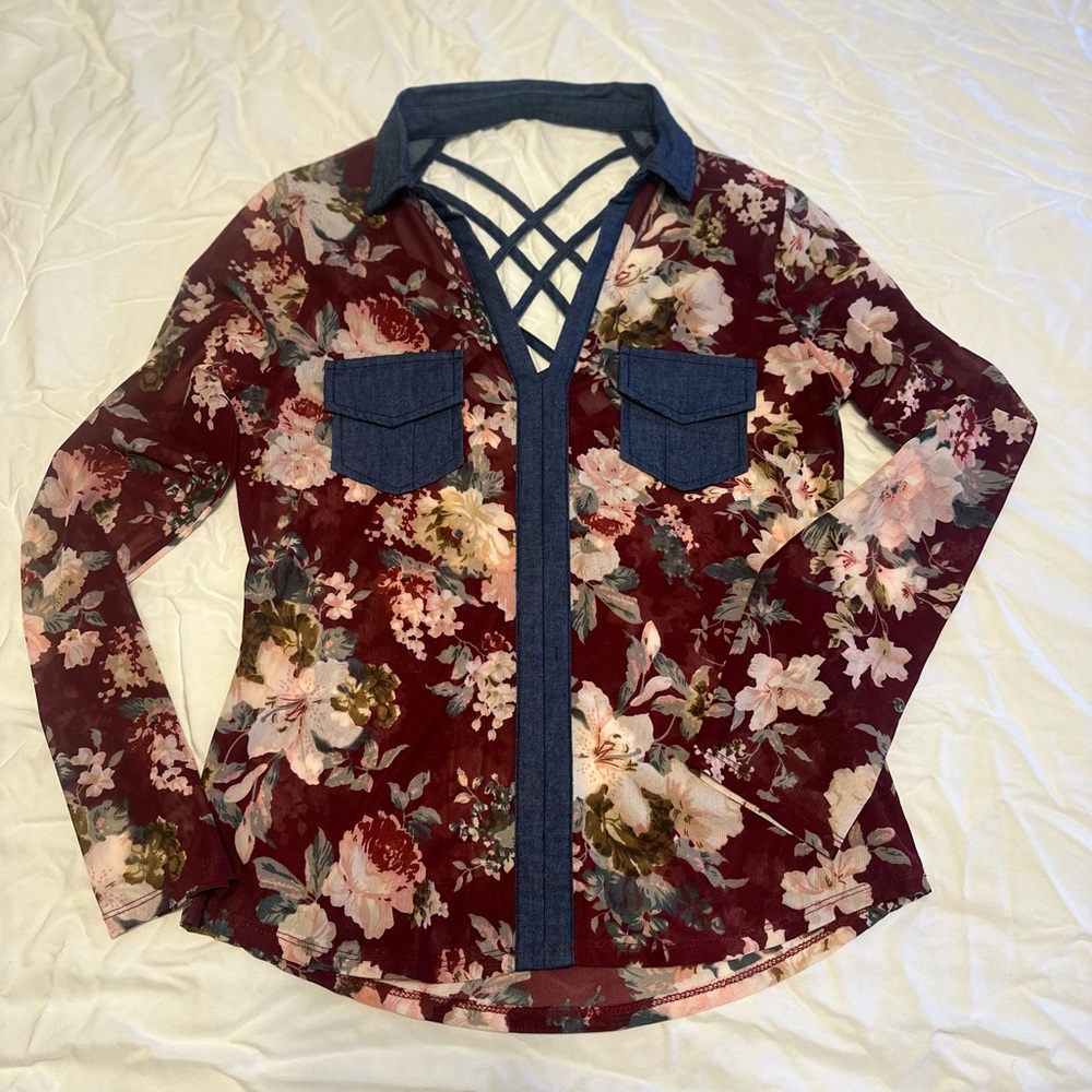 Sheer Floral Top by Paper Moon - size M
